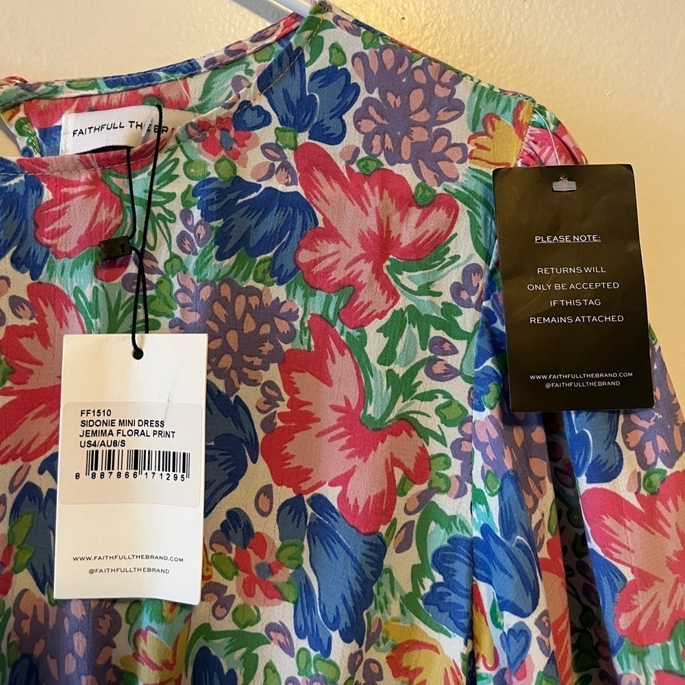 FAITHFULL THE BRAND Sidonie Mini Dress in Jemima Floral Size Small NWT - Picture 5 of 10